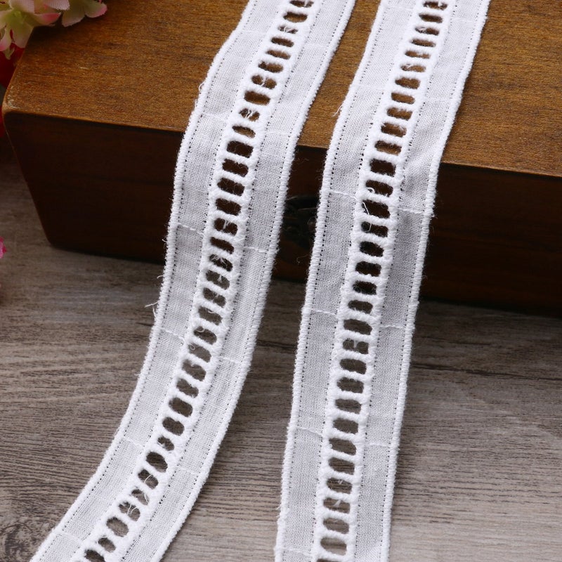 OULII 15 Yards Vintage Cotton Lace Hollowed Embroidery Floral Edge Trimming Ribbon for Craft Clothing Accessories and Wedding Bridal Decoration (White) - Image 4